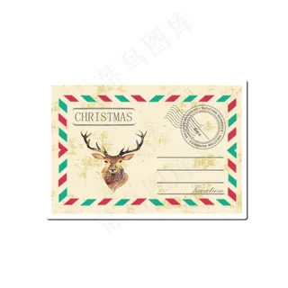 圣诞节复古邮票小贴纸,免抠元素