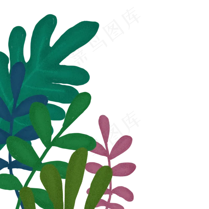 春天夏天五颜六色前景花草手绘插,免抠元素