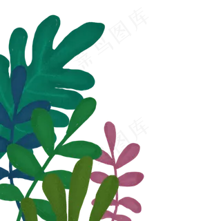 春天夏天五颜六色前景花草手绘插,免抠元素