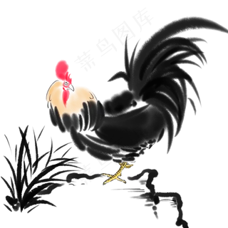 中国风水墨大公鸡,免抠元素