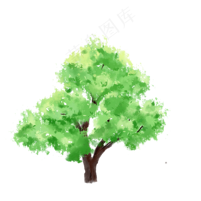 水彩大树绿色植物,免抠元素(2050X2050(DPI:299))psd模版下载