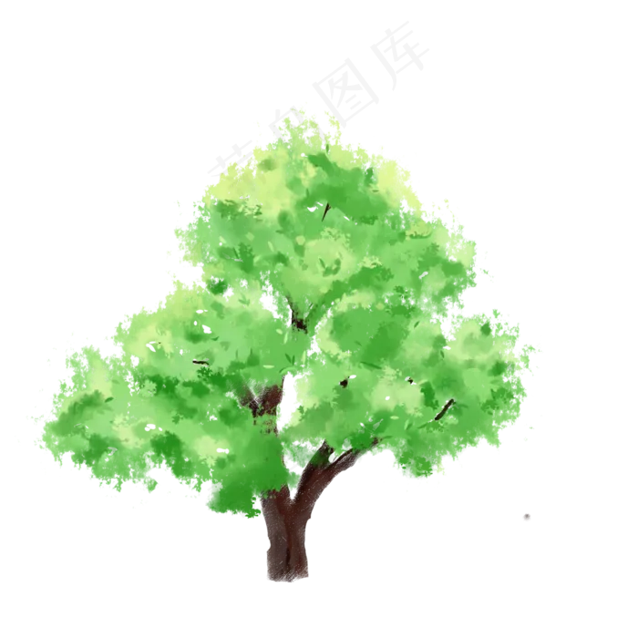 水彩大树绿色植物,免抠元素(2050X2050(DPI:299))psd模版下载