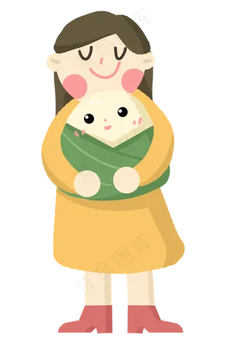 端午节女孩开心抱着粽子