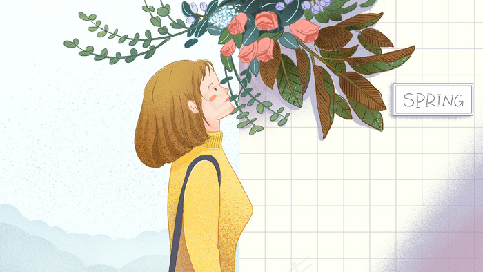 春天围墙上的花朵