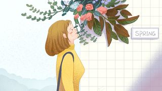 春天围墙上的花朵