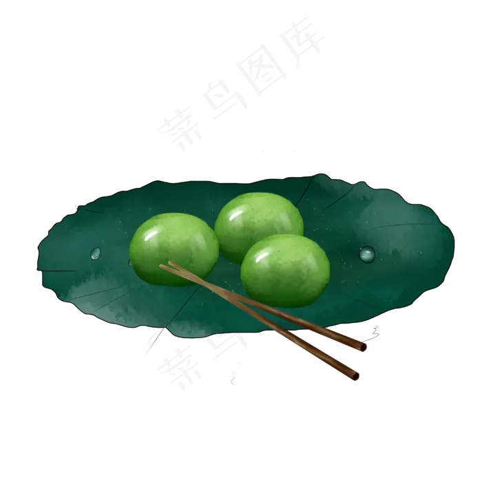 清明节吃青团手绘装饰,免抠元素