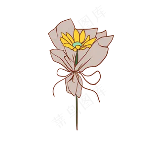 一朵黄色的花手绘装饰图案 一朵黄色的花手绘装饰图案