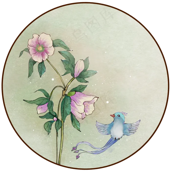 水彩花鸟,免抠元素(2000X2000(DPI:299))psd模版下载