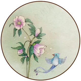 水彩花鸟,免抠元素