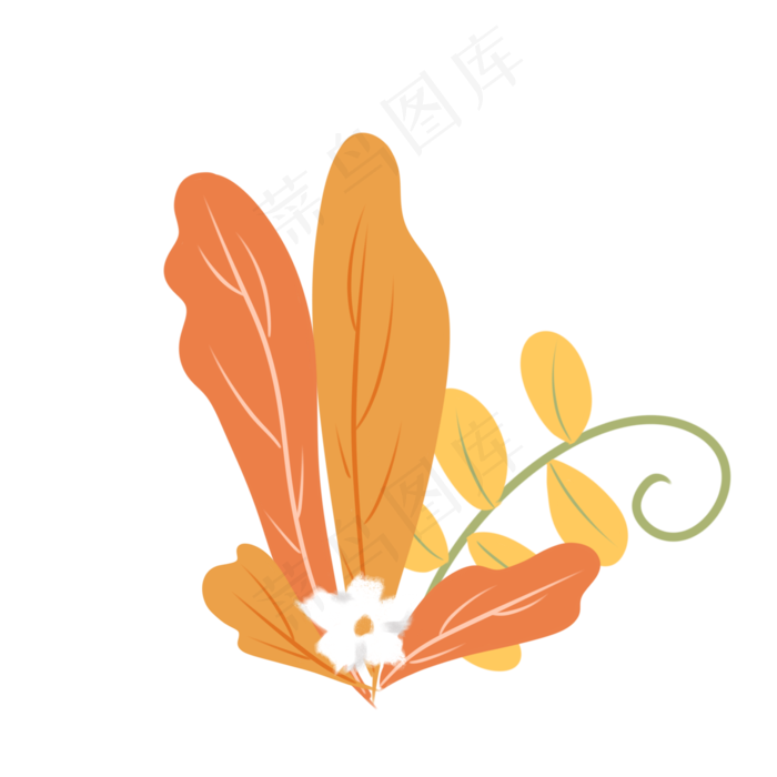 手绘黄色叶子下载,免抠元素