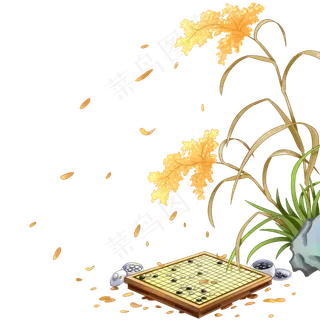 工笔花五子棋,免抠元素