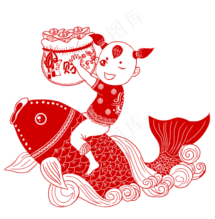 卡通新年鼠年剪纸农历2020,免抠元素