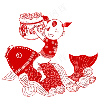 卡通新年鼠年剪纸农历2020,免抠元素