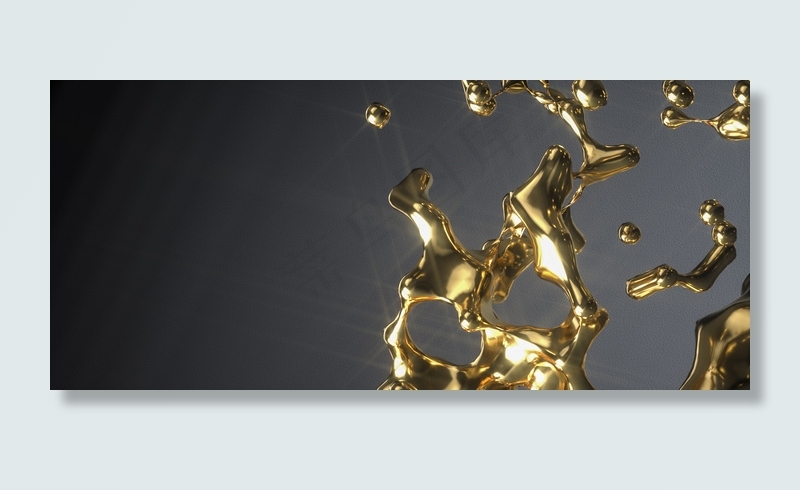 C4D立体简约黄金流体黑金电商素材背景