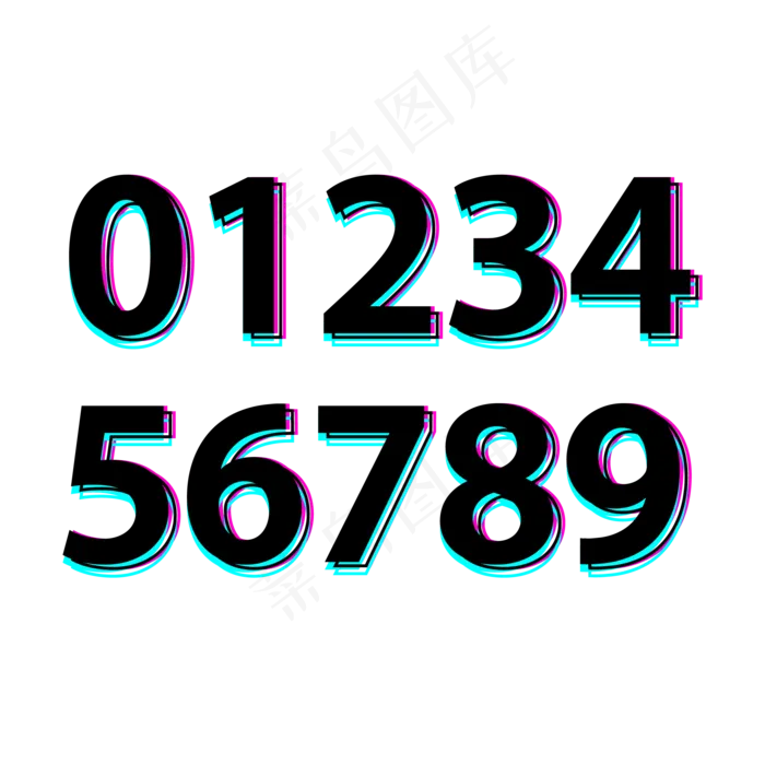 创意故障风格的数字ai矢量模版下载