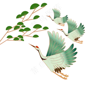 重阳节仙鹤中国风