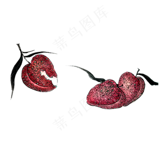 水墨国画荔枝鲜果甜蜜PNG