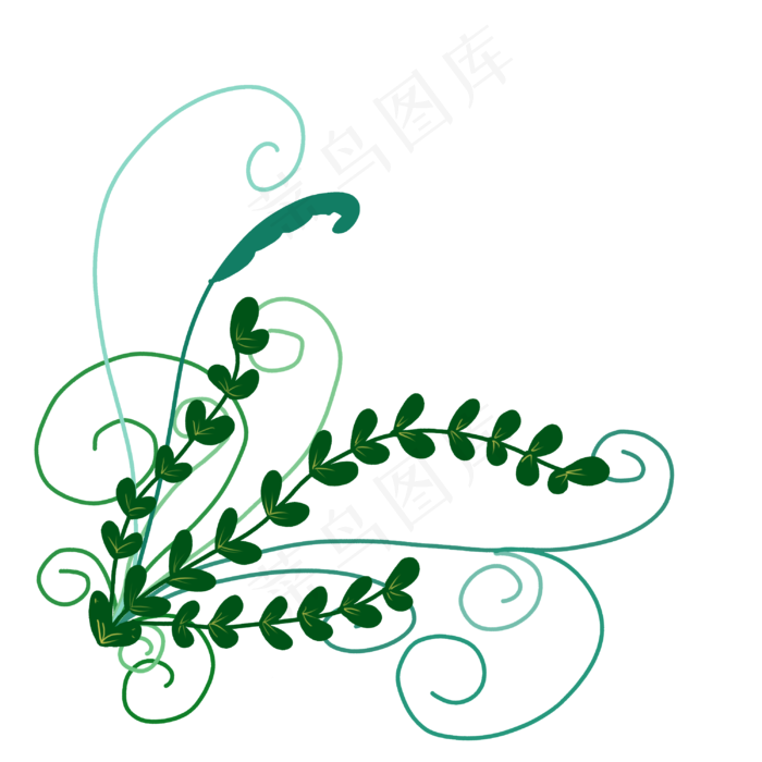 嫩绿花藤卡通插画