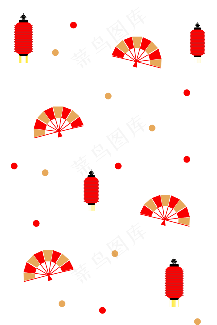 手绘新年扇子背景,免抠元素