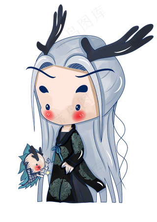 妇女节生肖妈妈卡通人物蓝色png素,免抠元素