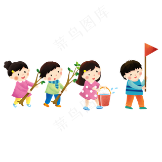 植树节排队植树的同学们,免抠元素