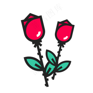 情人节玫瑰花卡通