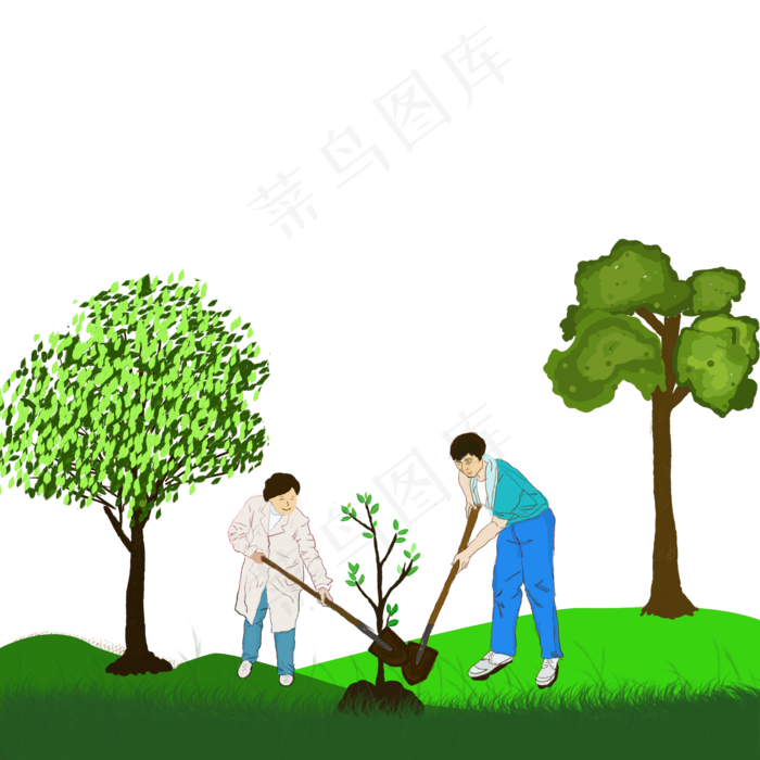 医护人员植树,免抠元素(1125X2436(DPI:72))psd模版下载