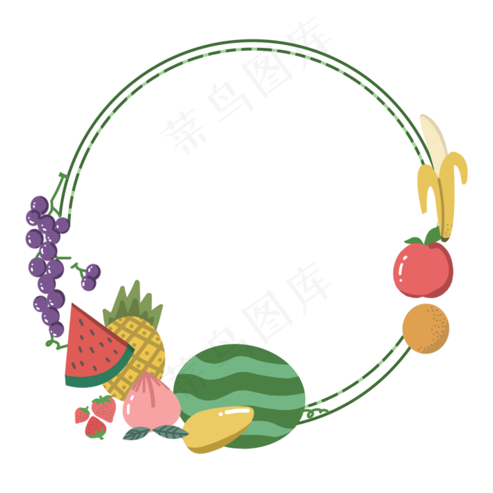 可爱简约小清新水果圆形边框