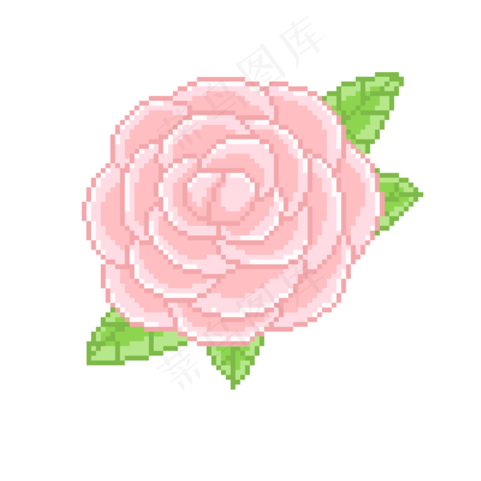 像素风粉玫瑰(2000X2000(DPI:300))psd模版下载