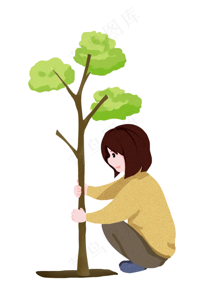 植树节种树的女孩