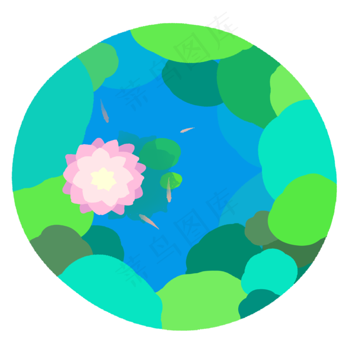 蓝色系清新夏季荷塘荷花风景