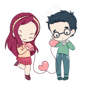 520表白季情侣卡通png素材