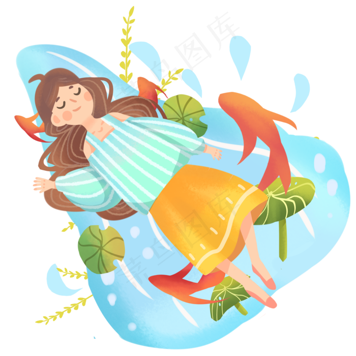 立夏女孩卡通插画