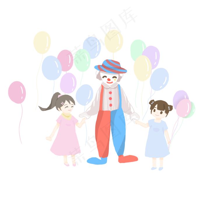 儿童节六一小丑气球二孩二胎免抠