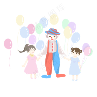 儿童节六一小丑气球二孩二胎免抠