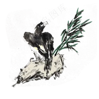 中国风老鹰水墨画,免抠元素