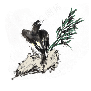 中国风老鹰水墨画,免抠元素