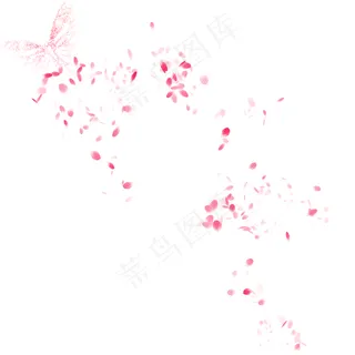 粉红色的落叶蝴蝶漂浮插图元素,免抠元素