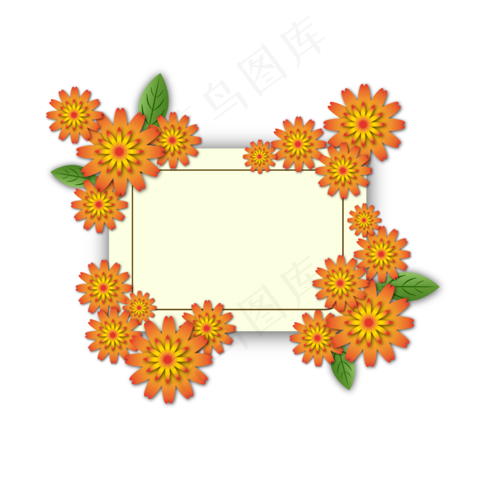 矢量手绘卡通花朵边框