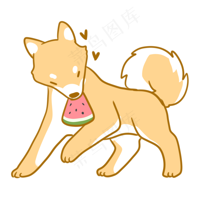 叼着西瓜的柴犬(2100X2100(DPI:300))psd模版下载