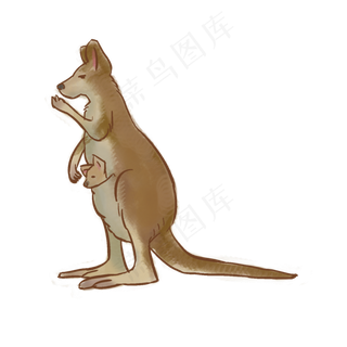 母亲节手绘动物袋鼠母子形象