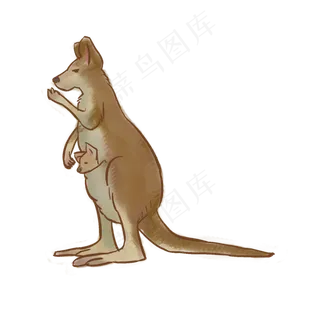 母亲节手绘动物袋鼠母子形象