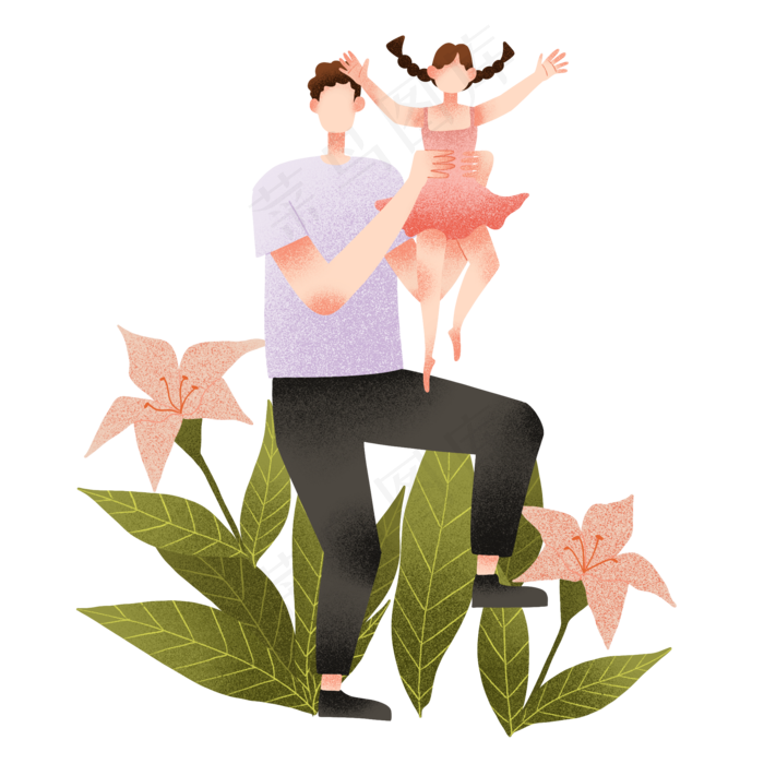 父女温馨画面(2000X2000(DPI:300))psd模版下载