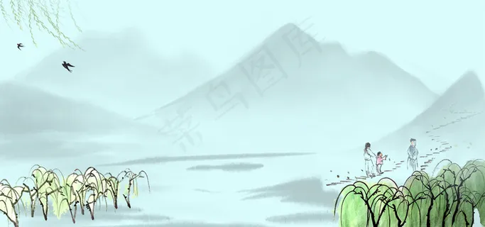 清明节踏青清新手绘banner