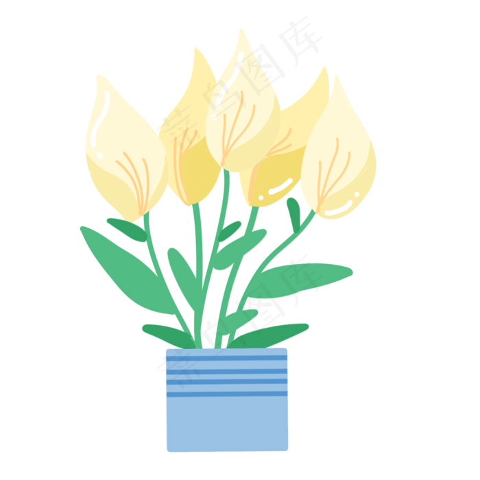 黄色花盆鲜花