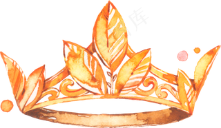 水彩手绘公主金色皇冠