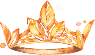 水彩手绘公主金色皇冠