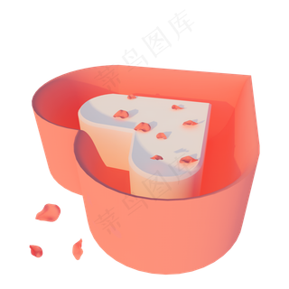 立体红色爱心C4D礼盒插图,免抠元素