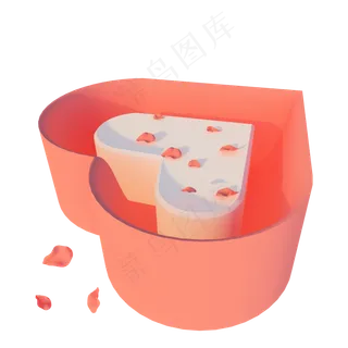 立体红色爱心C4D礼盒插图,免抠元素