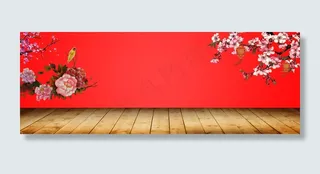 中秋国庆双团圆灯笼围墙中国风红色bann